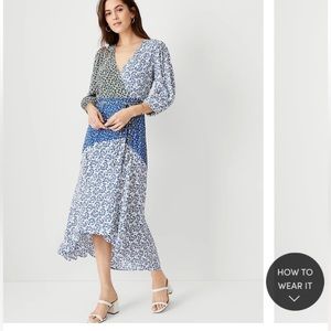 Blue floral midi dress